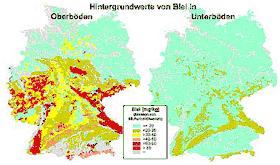 Karte der Hintergrundwerte von Blei