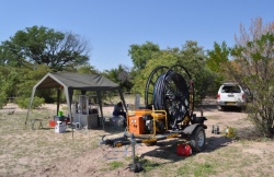 Grundwasserprobenahme aus Tiefbrunnen im Cuvelai-Etosha-Becken