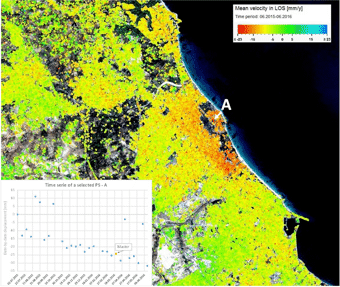 Figure 3: PSI analysis of the Nebhana region. Sentinel 2A image is used as background 